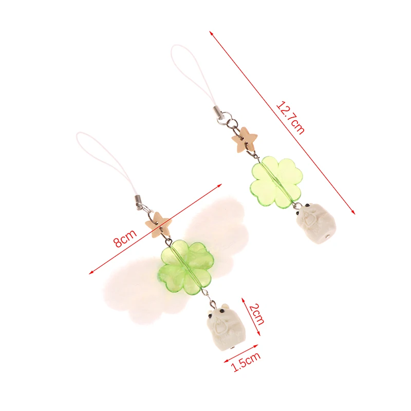 1Pc groene Lucky Clover Groundhog sleutelhanger Lucky Clover mobiele telefoon hangende touw hanger sleutelhanger