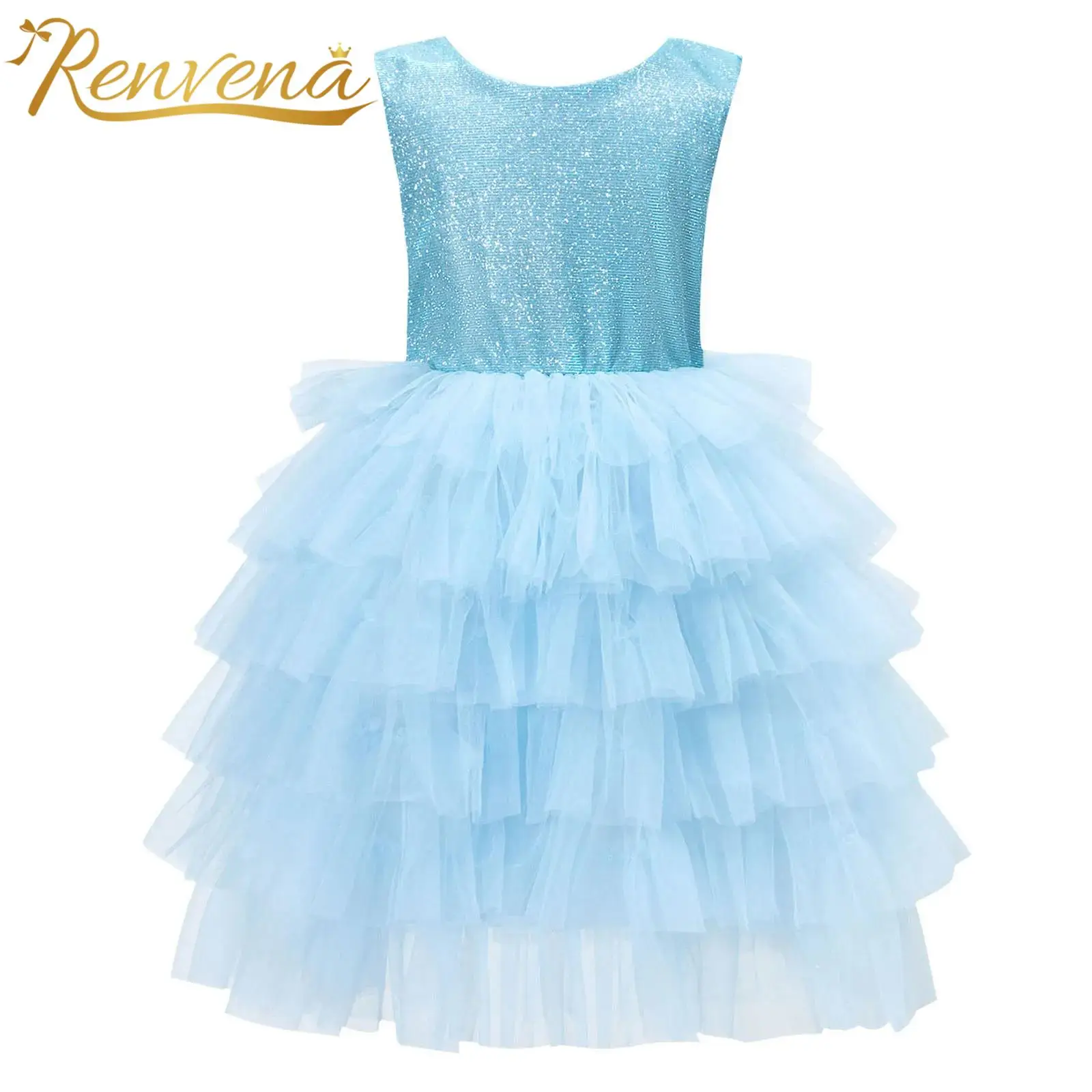 Tiered Tulle Prom Dress Wedding Flower Girl Dresses Children Graduation Birthday Party Dress Kids Sleeveless Big Bow Prom Gown