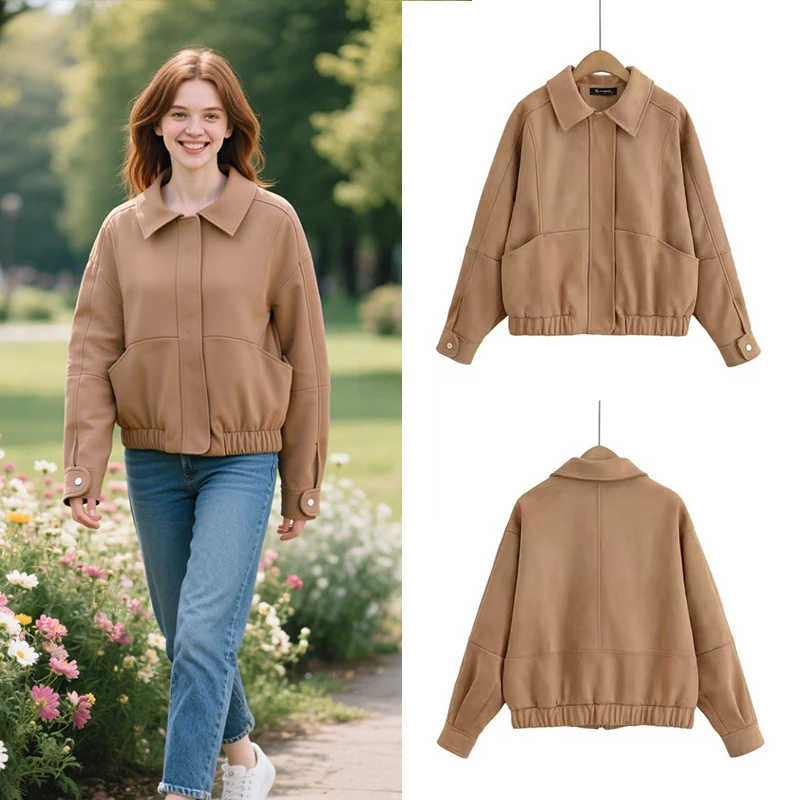 

Новинка 2023 года, женская куртка с укороченными лацканами и карманами, осенне-зимняя куртка из искусственной кожи, мини-платье, шикарная повседневная уличная одежда, женская одежда