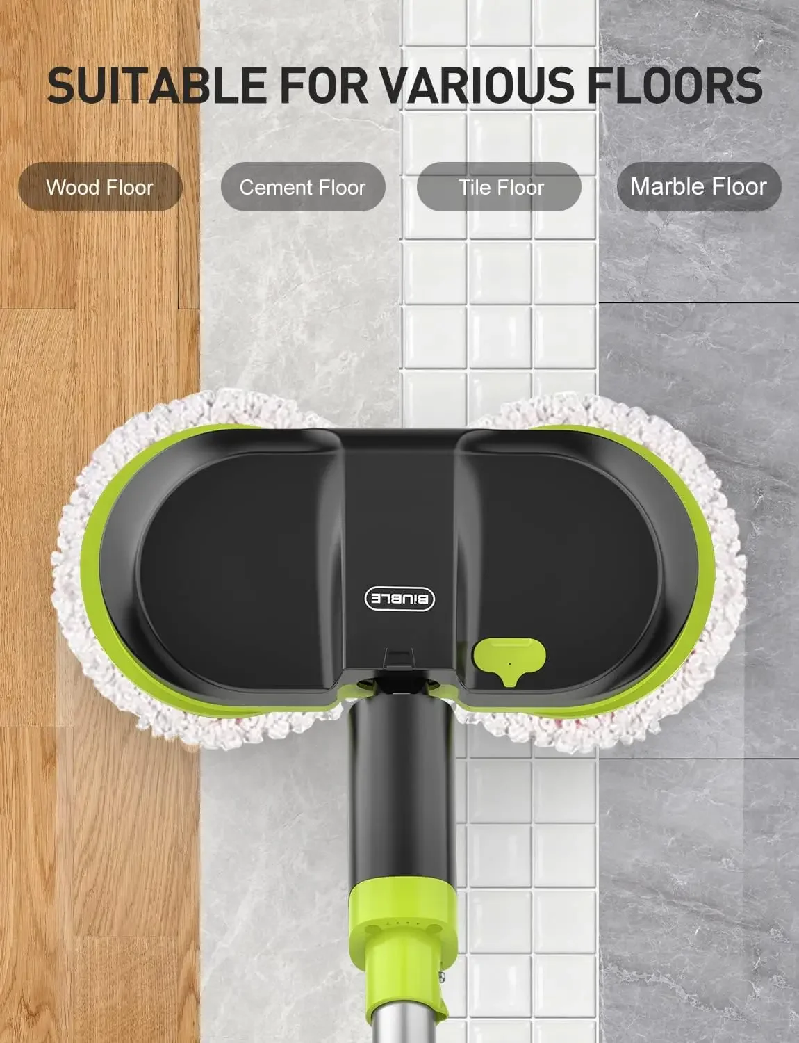 Cordless Electric Mop, Dual Spin Mops for Floor Cleaning, LED Headlight / Stand-Free / Water Sprayer, Rechargeable Scrubber Clea