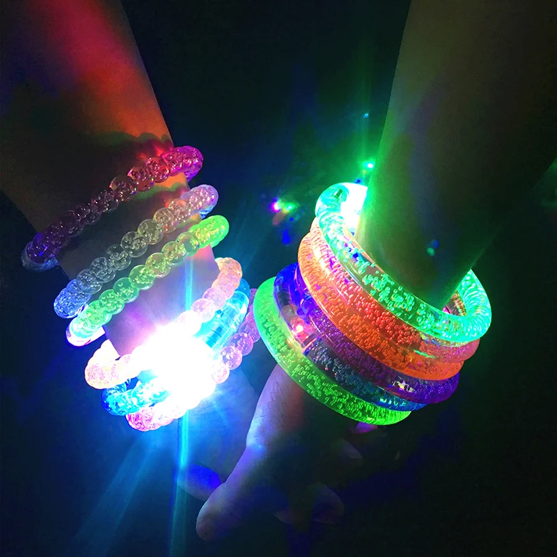 

21PCS Flash Dance Bracelets Wristbands LED Flashing Wrist Glow Bangle In The Dark Carnival Birthday Gift Neon Party Supplies