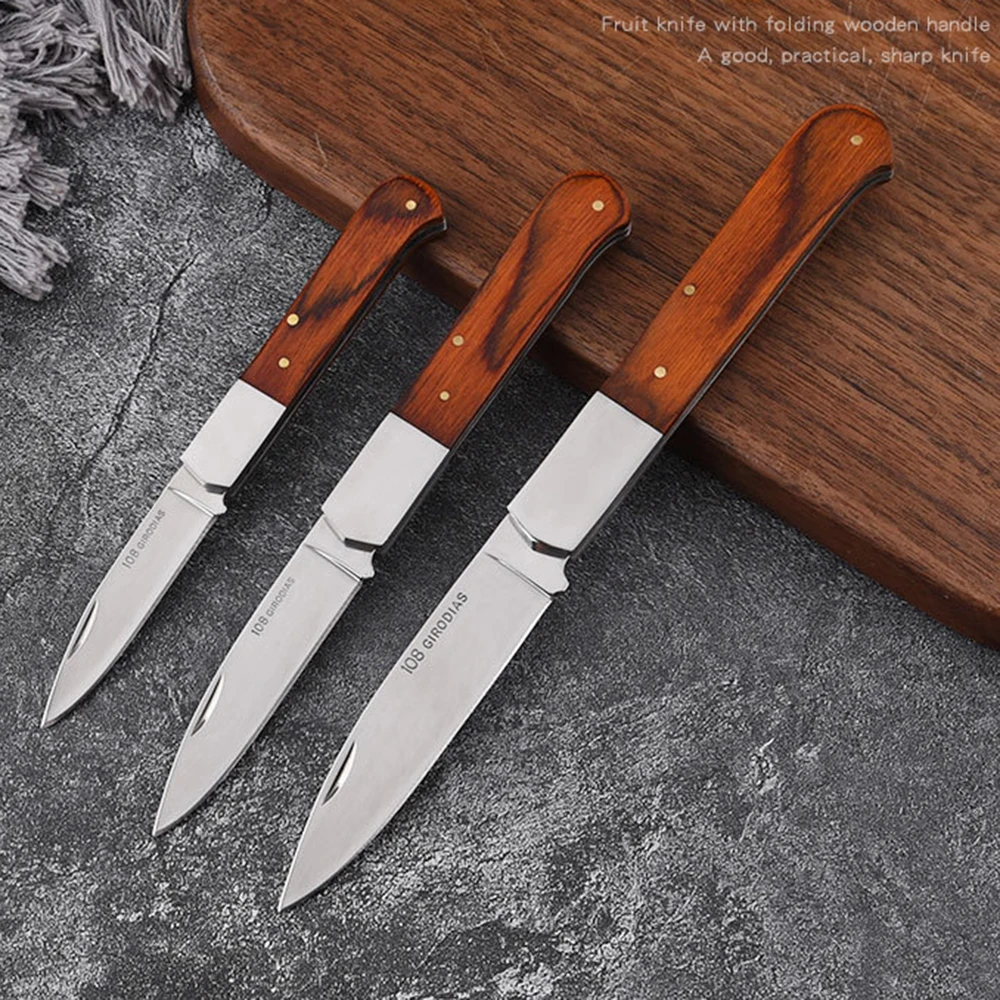 1PC Steak Knife Stainless Steel Cutlery Rosewood Handle Multifunction Fruit Meat Cleaver Knife Table Knife Outdoor Tool