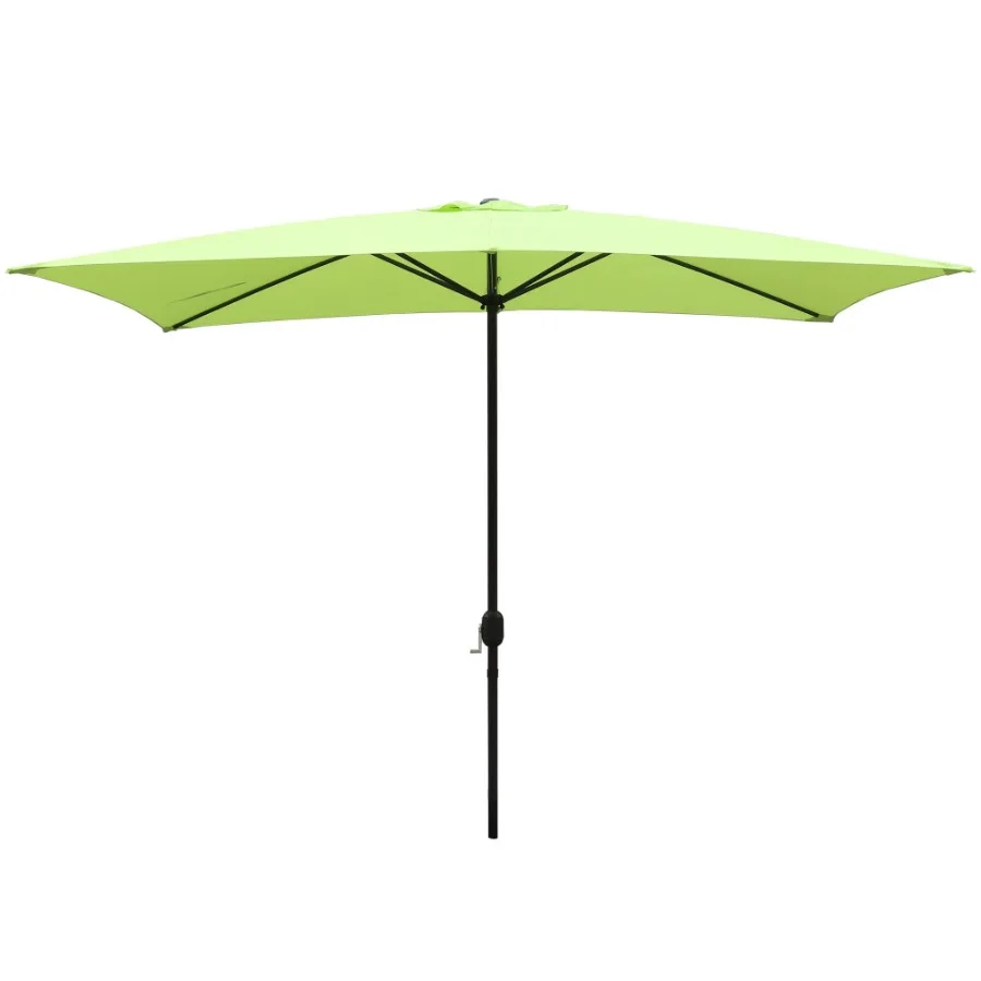 

Прямоугольный зонт для патио 10x6,5 футов с ручкой-кривошипом, уличный зонт для рынка с 6 прочными спицами, водонепроницаемый, зеленый