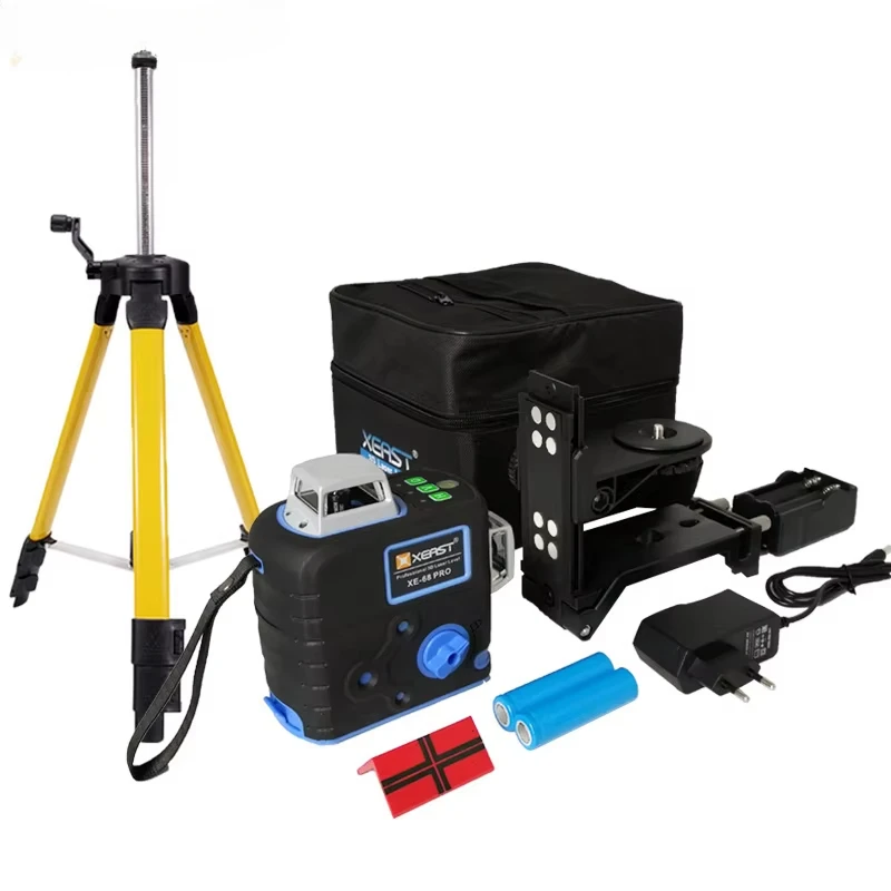 XEAST XE-68G Pro 3D 12 Lines Lasers Cross Level Tilt Function With Tripod Rotary Vertical Horizontal Professional Laser Level