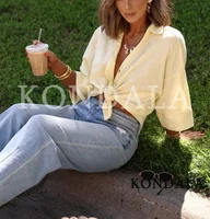 KONDALA Minimalist Casual Loose Shirt Women New 2026 Trendy Commute Wide Sleeves Shirt Spring Summer Fashion Holidays Lady Shirt - Image 2