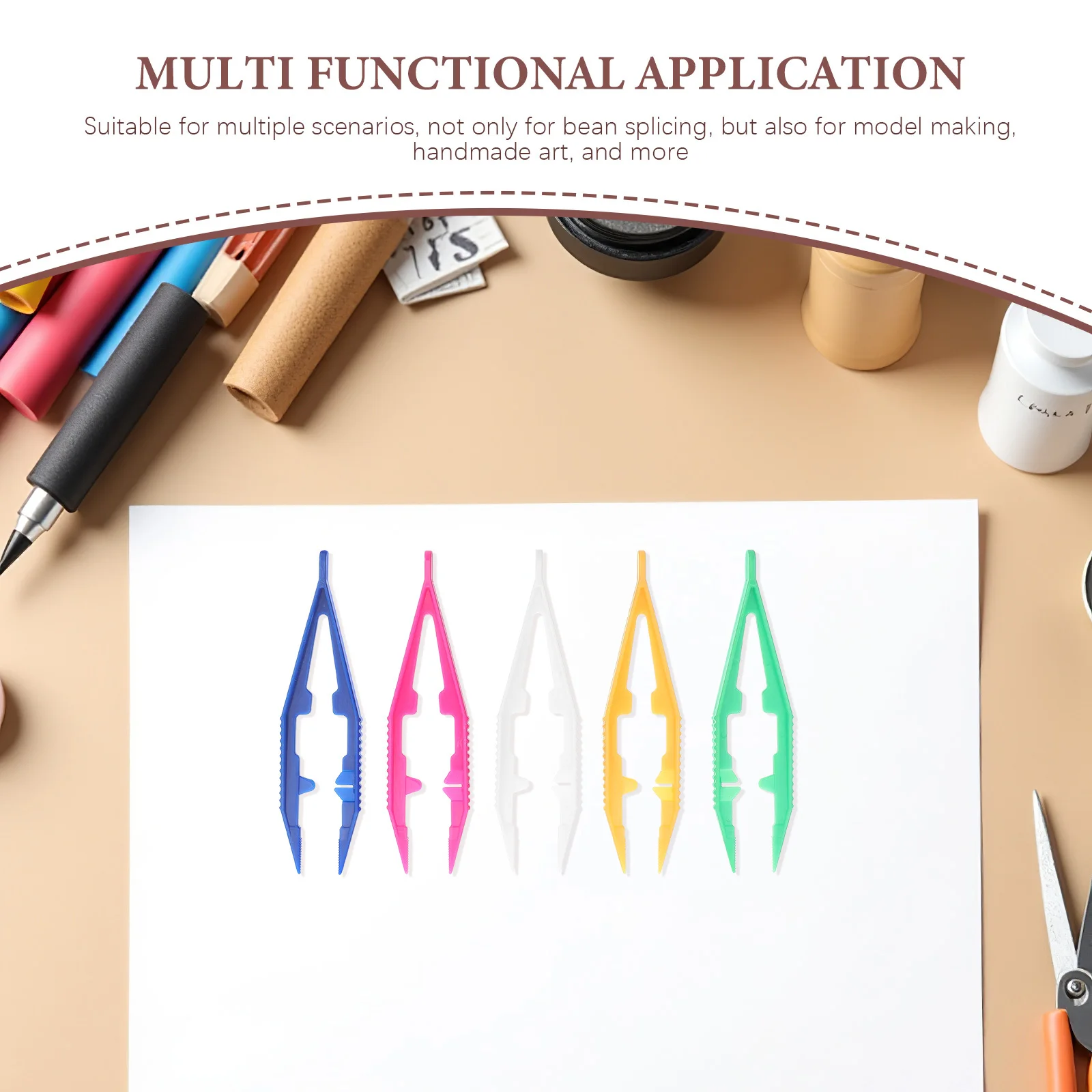 50 個のプラスチック製ピンセット子供用小さなビーズピッキングツールカラフルな軽量細い先端クラフトトング DIY 用