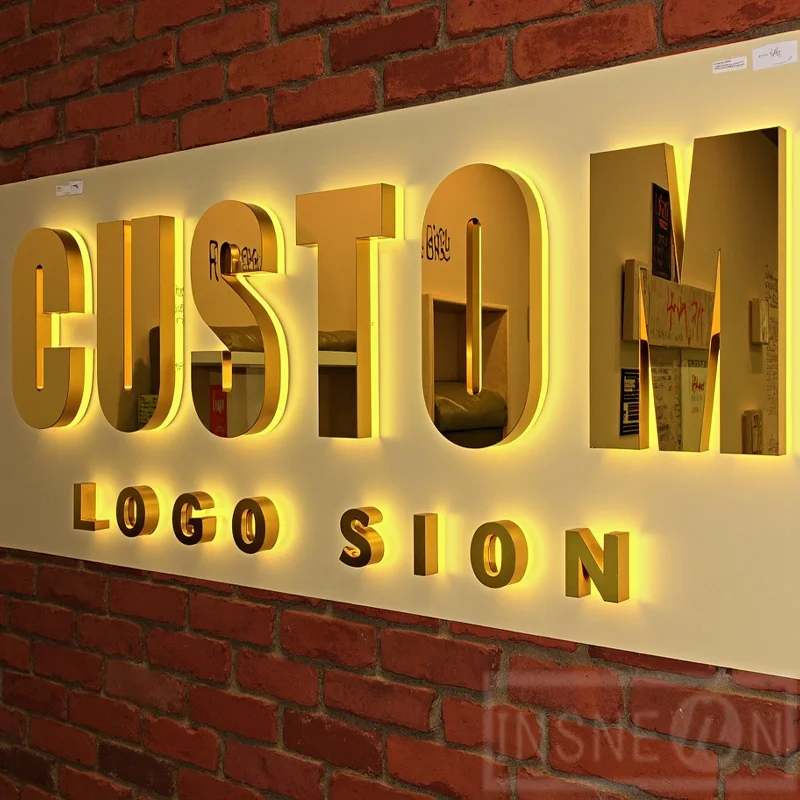 Custom 3D Metal Backlit Letters Sign For Outdoor Business Storefront Waterproof Illuminated Light Up Advertising Signage Display