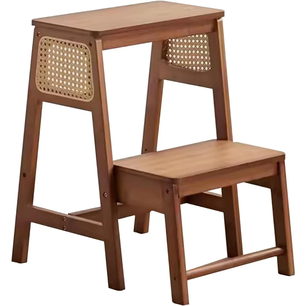 

Bamboo Folding 2-Step Stool, Safety Wide Stepping Surface Step Ladder with Step Pads