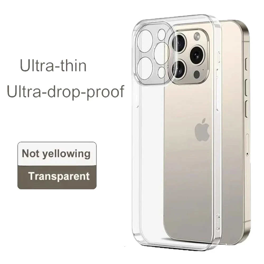 Neue transparente, stoßfeste, klare Hülle für iPhone 16 15 14 13 12 11 Pro Max 13 12 Mini X XR XS 7 8 15 16 Plus Soft Black Cover