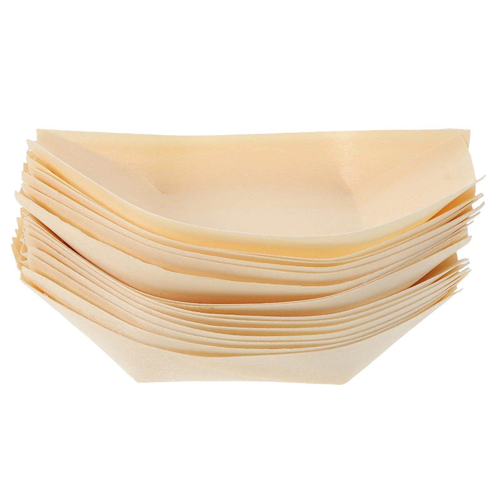 

50 Pcs Wooden Boat Packing Box Disposable Taco Holders Crafts Paper Trays Ship Food Boats