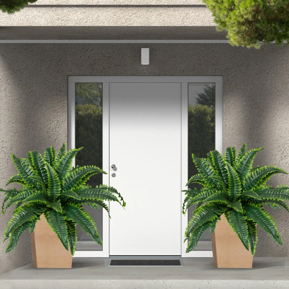 2 szt. sztucznych paproci, sztuczny krzew paprociowy, 20 liści na każdy bukiet, sztuczne liście trawy, realistyczne rośliny do dekoracji biura i ogrodu