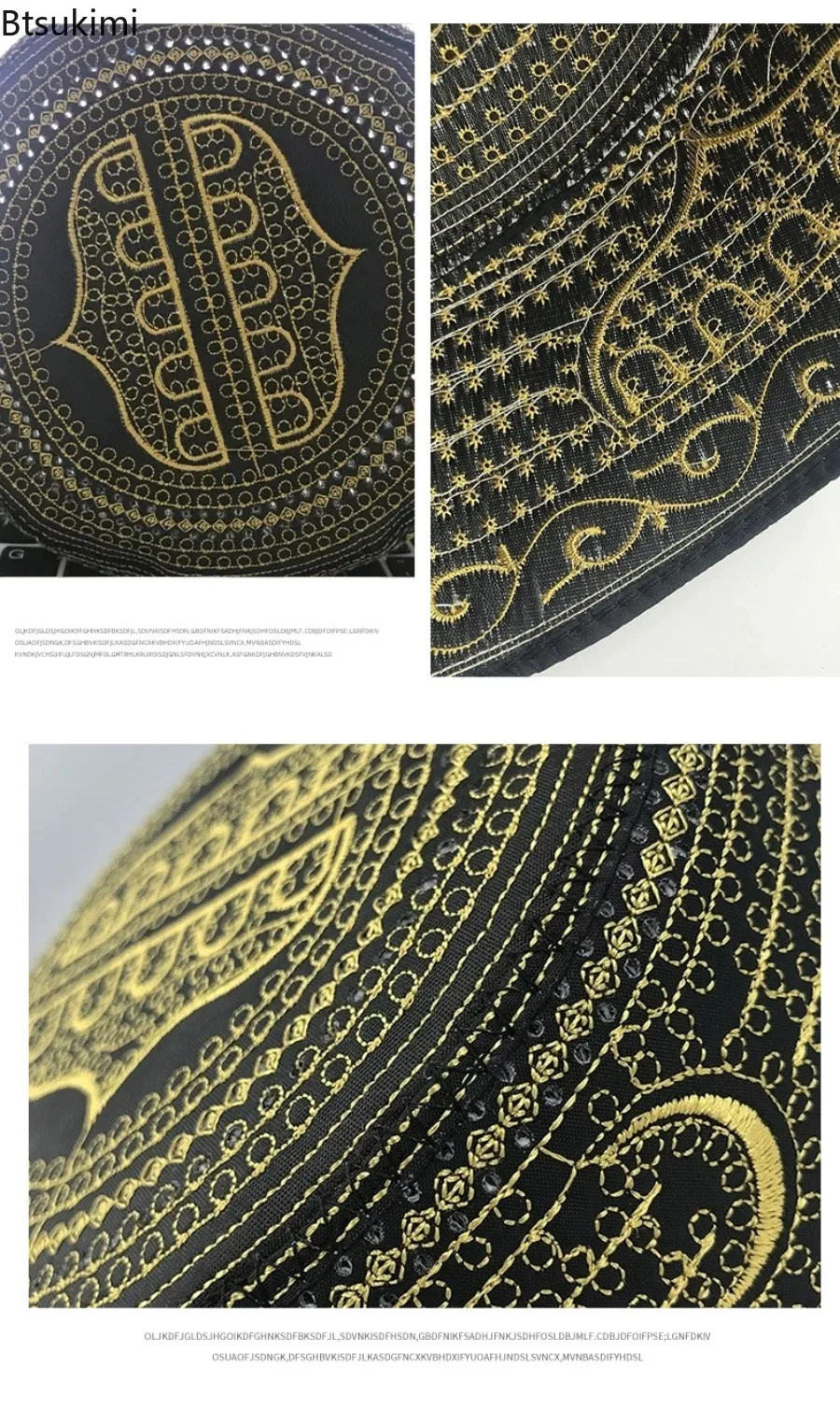 قبعات مطرزة على الطراز العرقي قبعات صلاة للرجال المسلمين العربية السعودية قبعات عمامة قابلة للتنفس حجاب عمامة إسلامية قبعة يهودية عتيقة #6