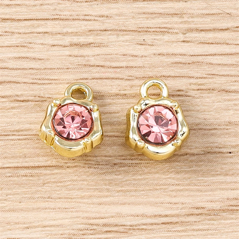 5 Stück 7x10mm süße Mini bunte Kristall Runde Charms Anhänger für Schmuckherstellung Ohrringe Halsketten Armband Zubehör DIY Geschenk – Detail 3