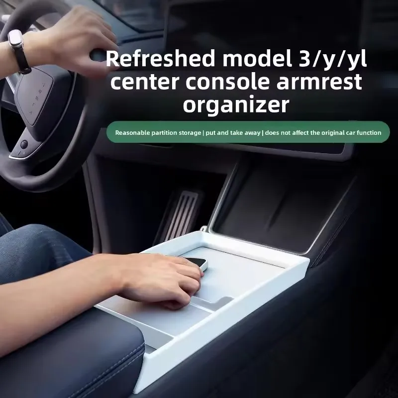  Update Central Control Panel Storage Box for Tesla Model Y Juniper 3 Highland model YL 2026 Separated Space Decoration