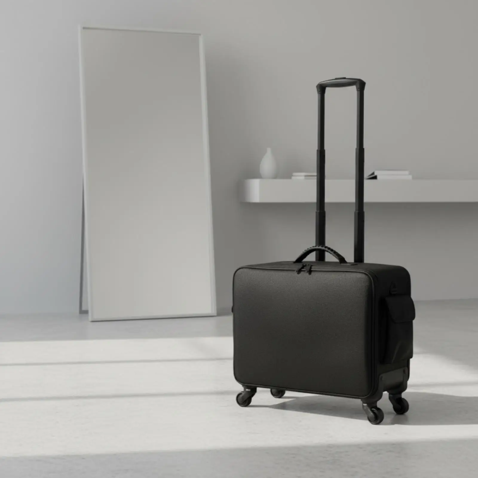 Black Professional Makeup Case with Wheels Rolling Organizer Bag Customizable Divider Travel Storage for Cosmetic Supplies