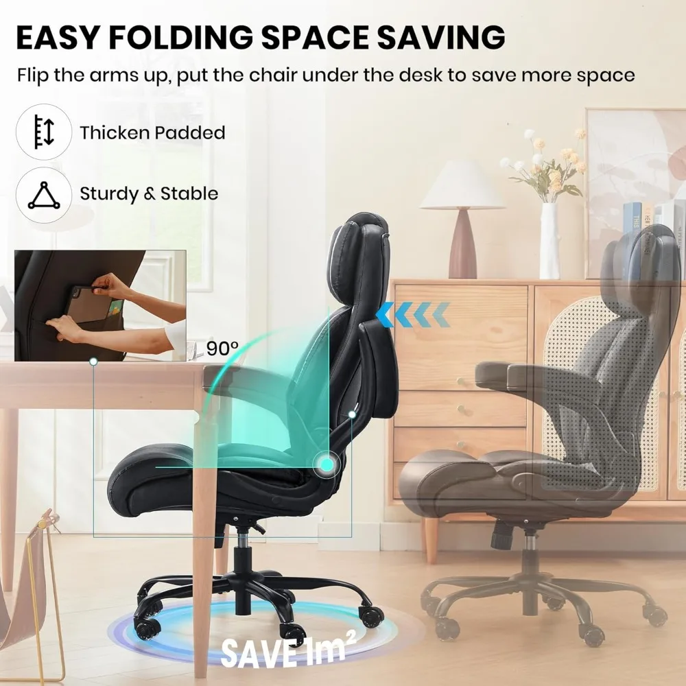 كرسي مكتب كبير وطويل بوزن 500 رطل، دعم قطني قابل للتعديل لآلام الظهر، مقعد عريض للغاية، مقعد تنفيذي مريح للكمبيوتر