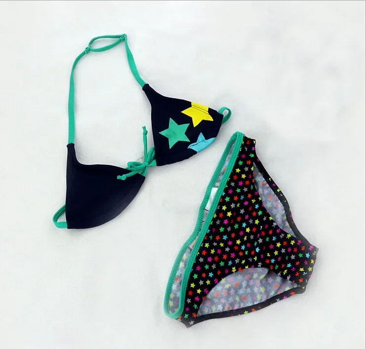 2024 Children Swimsuit Girls Cute Star Pattern Split Bikini Summer Beach Bathingsuit Maillot De Bain Beautiful Biquini