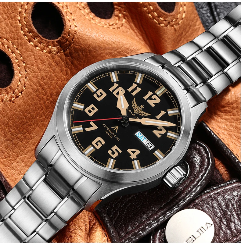 

Yelang V1007 42 мм мужские часы NH36 светящиеся T100 брендовые 100 м водонепроницаемые механические автоматические часы с сапфировыми линзами Reloj Business