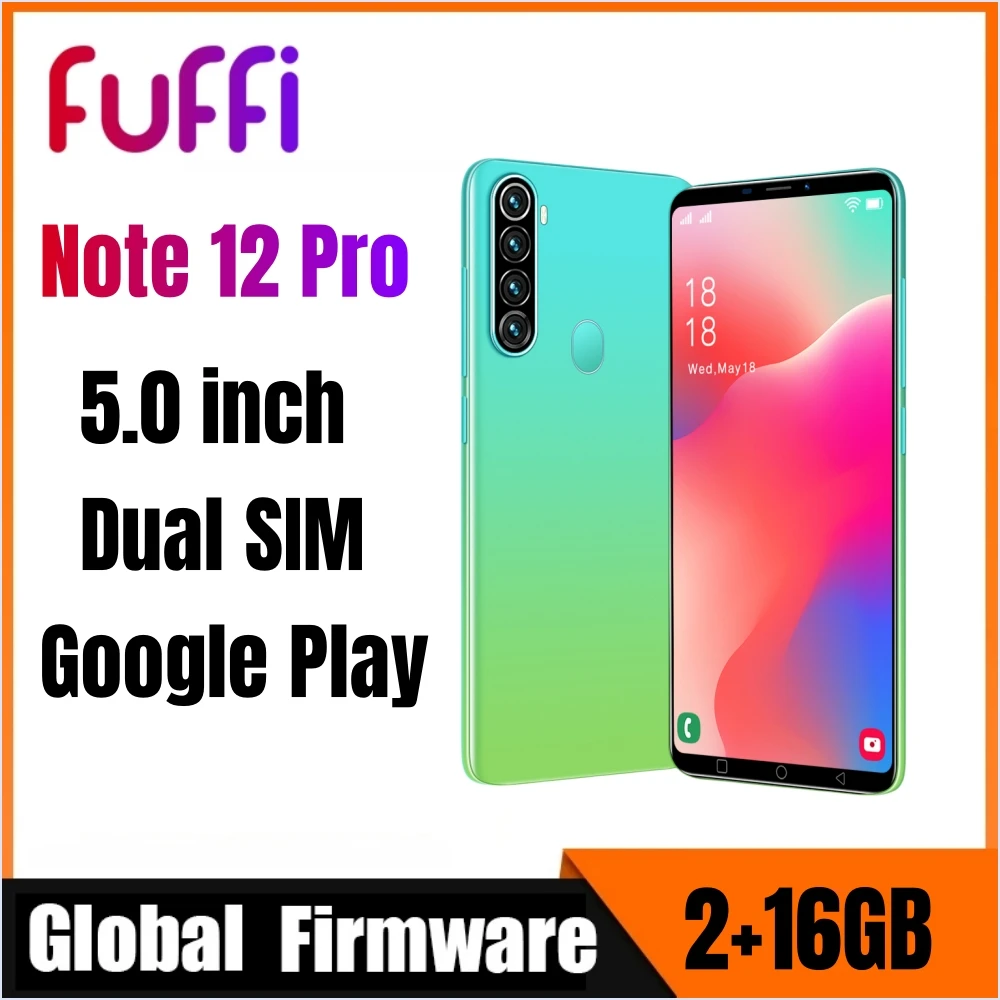 FUFFI Note 12 Pro Smartphone Android 5.0 inch 16GB ROM 1GB RAM Google play store Mobile phones 2+5MP Camera 3G Cellphones