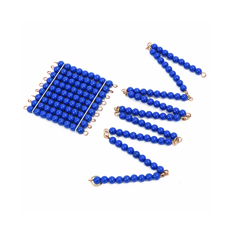 Boîte à chaîne de perles courtes Montessori, chaînes colorées 1-10 et carrées, jouets éducatifs d'apprentissage des mathématiques, jeu linéaire et de saut pour filles et garçons