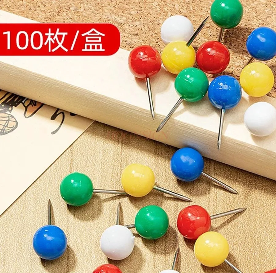 100pcs Colorful round head nail decorative wall sticker nail big head nail press nail creative big picture nail