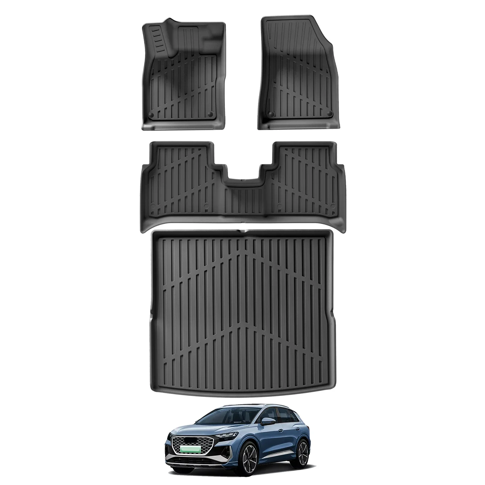 

for Audi Q4 e-tron 2023 2024 Car Floor Mats Cargo Liner Trunk Pad TPE 3D Foot Mat Black