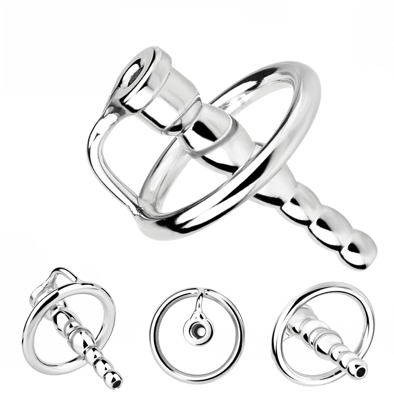 Universal Male and Female Prostate Massager with Pull-Through Beads, Anal Plug, Stainless Steel Stimulator, Physical Toy