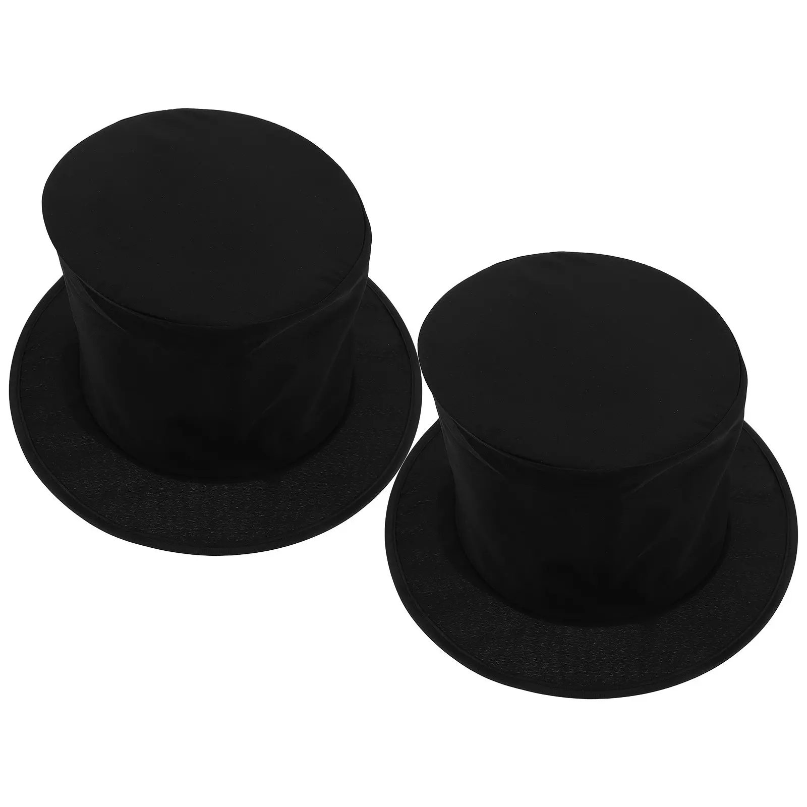 2 Peças Chapéu Preto de Mágico Dobrável para Adultos e Crianças, Fantasia de Festa, Carnaval, Baile de Máscaras, Chapéu Formal de Mago para Palco