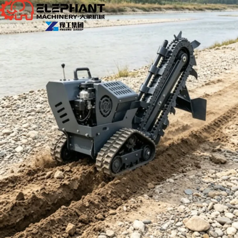 Tracked Trencher, Heavy-Duty Mini Agricultural Trenching Machine Farm Ditch Digger For Landscape Project