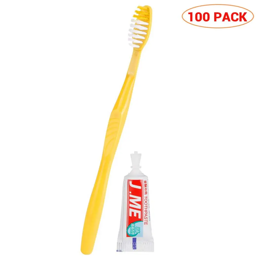 

100 Set Disposable Toothbrushes with Toothpaste Set Portable Tooth Cleaning Kit