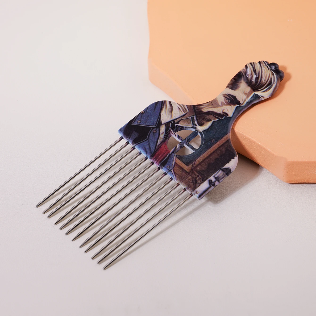 1 patterned steel needle inserted comb, suitable for straight hair styling and hair removal,Special for real hair wigs