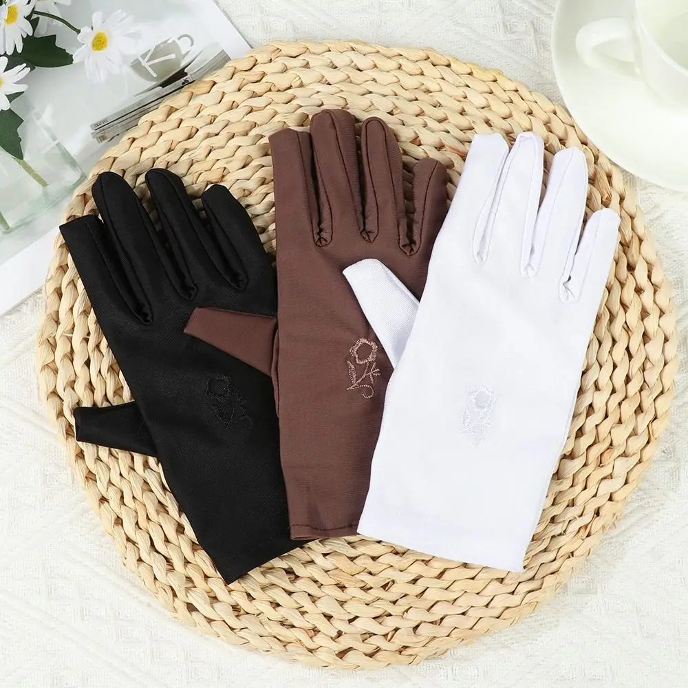 Cycling Equipment Thin Sun Protection Gloves Elastic Embroidered Driving Gloves Sunscreen Mittens Girls