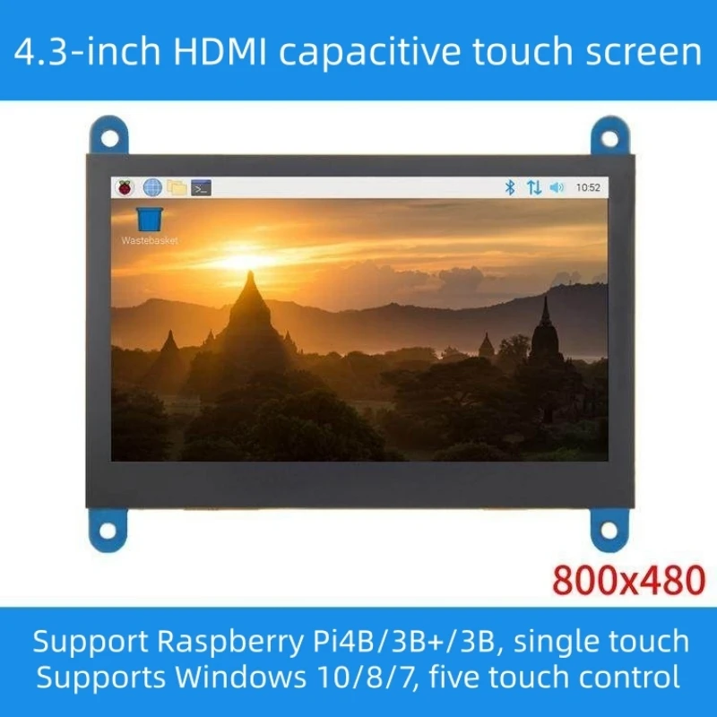 

4,3-дюймовый HDMI-дисплей Raspberry Pi с USB и емкостным сенсорным экраном для Raspberry Pi 3B+/4B