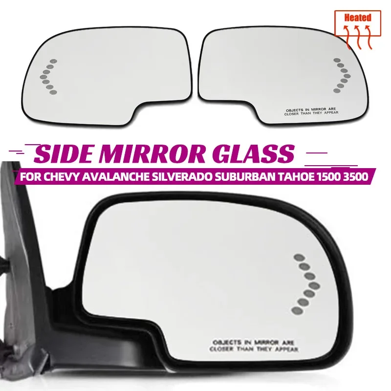 Door Wing Rearview Mirror Glass Side Mirror Lens Heated Glass For Chevy Chevrolet Avalanche Silverado Suburban Tahoe 1500 3500