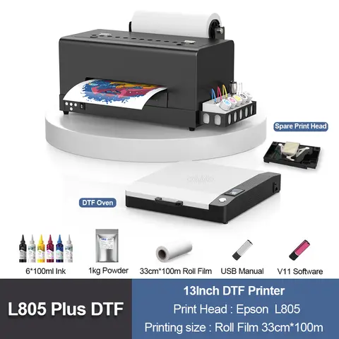 DTF Printer Machine for Epson L805 Print Head 13Inch DTF Printer with Shaker for T-shirt Clothes Directly to Film A3 DTF Printer