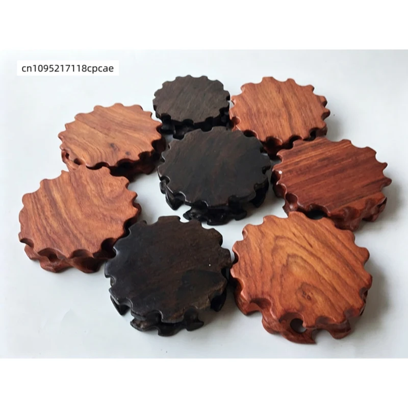 

Round Solid Wood Pedestal Ebony & Redwood Display Stand Base for Vase, Bonsai, Crystal Ball, Sculpture, Tea Set & Home Decor