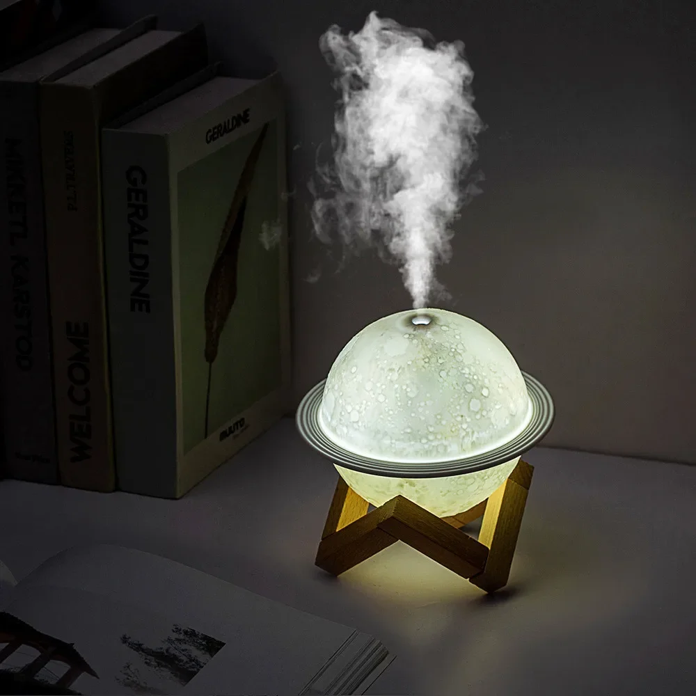 Draagbare Saturn Aroma Diffuser 200ml USB Mini Luchtbevochtiger Nachtlampje