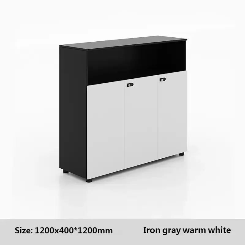 Modern Low Office File Cabinet Stylish Storage Partition Unit for Workspace Organization Compact Design Metal Wood Finish
