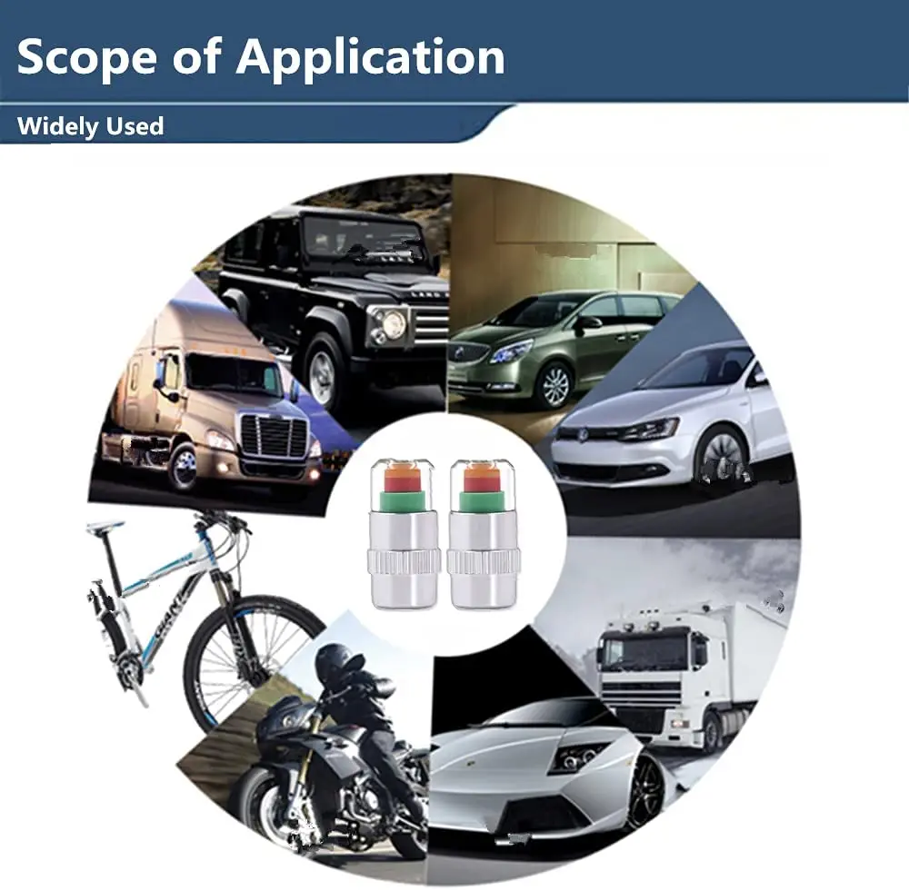 4Pcs Car Tire Pressure Monitor Valve Stem Caps Sensor Indicator 36PSI 2.4 Bar Eye Alert Diagnostic Tools Kit Auto Accessories