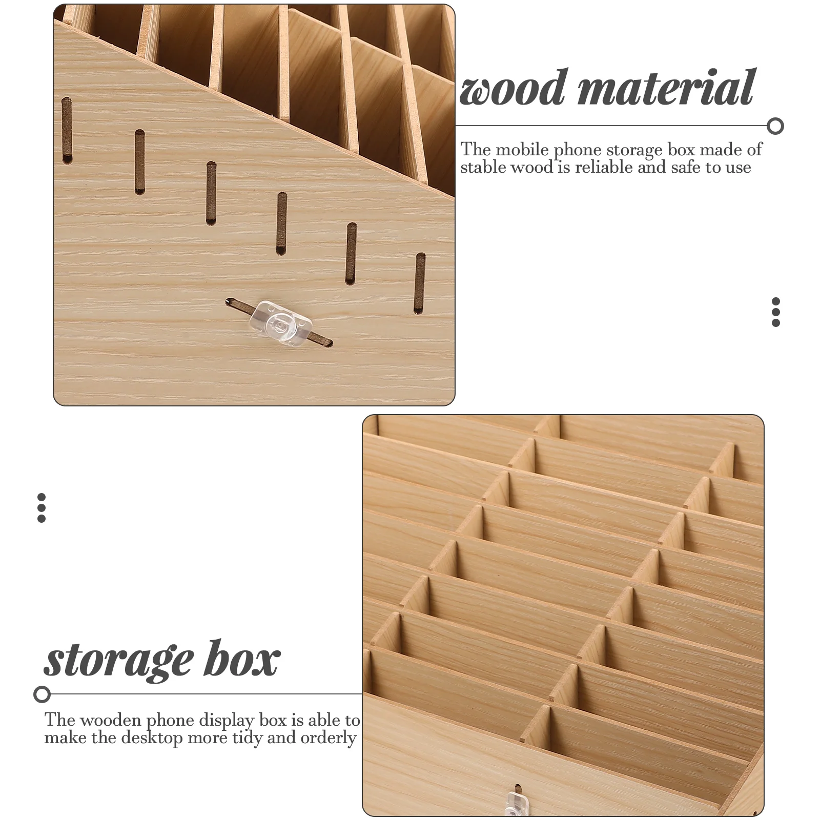 Wooden Desktop Storage Mobile Holder Stand Organizer Container for Office Cell Phone Display Board Repair Shop