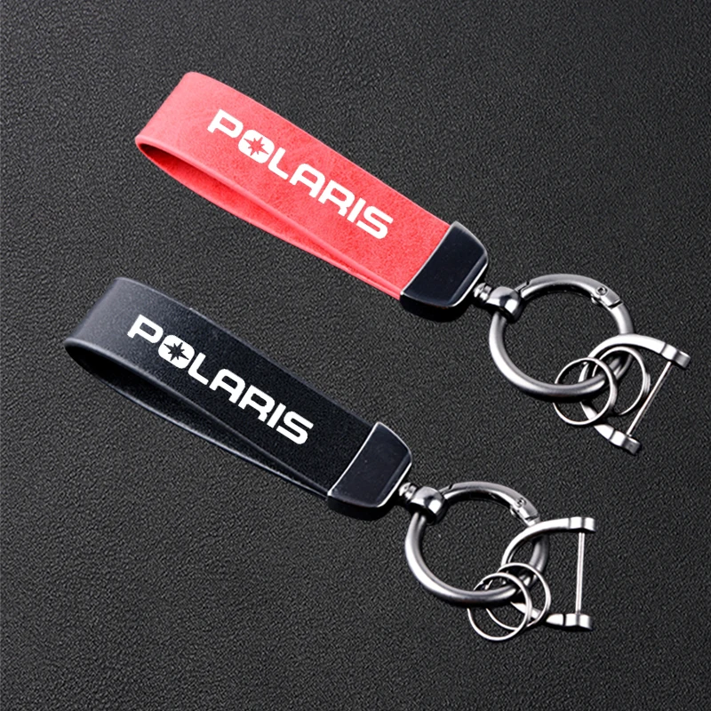 Für POLARIS Lustige Dekoration Auto-Zubehör Hochwertiger Auto-Leder-Schlüsselanhänger Metall-Schlüsselring