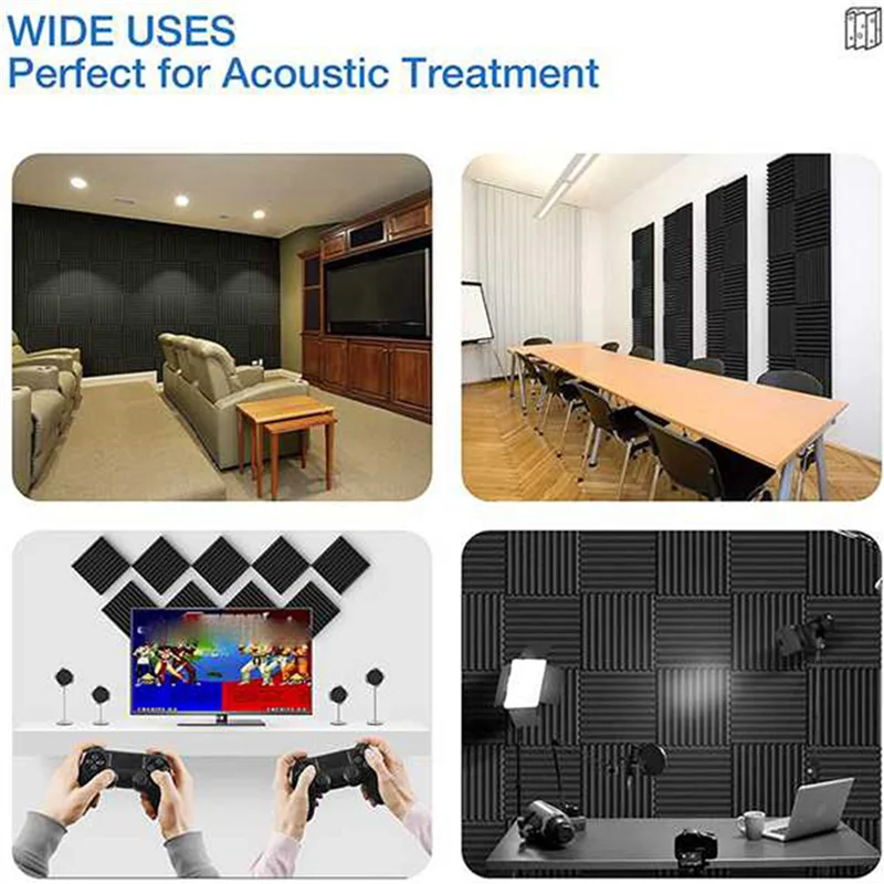 

A74K-48 Pack Acoustic Foam Panels Soundproof Studio Foam Acoustic Treatment Foam Sound Insulation Panels Wedge For Studio,Etc