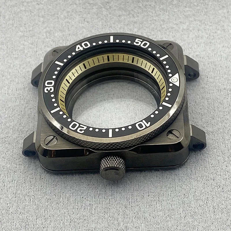 42mm Mod Gun Grey SKX007 Square Watch Case Fits 7S 4R NH35 NH36 Movement SKX007 SRPD Pilots Cockpit Replace Case Customized