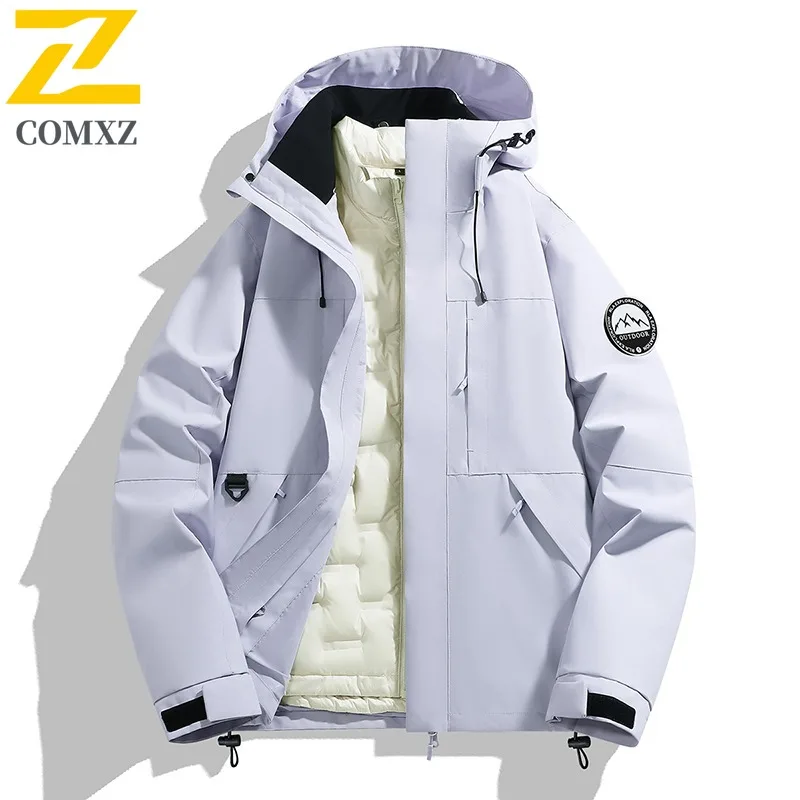 COMXZ Men Winter Jacket Heat-Retaining Warm Windproof Waterproof Hiking Puffer Jacket Skiing Functional Outdoor Down Jacket