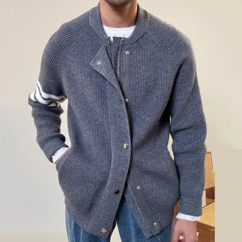 

Fall Men Sweater Cardigan Knitting Thickened Men Sweaters Winter O Neck Warm Coat Men Zipper Top Cardigan Casual Knitted Sweater