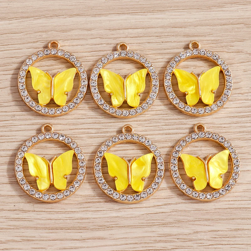 10 Stück 22 x 24 mm niedliche Kristall-Schmetterlings-Anhänger für die Schmuckherstellung, Tropfenohrringe, Halsketten, Armbänder, DIY-Bastelzubehör – Detail 3