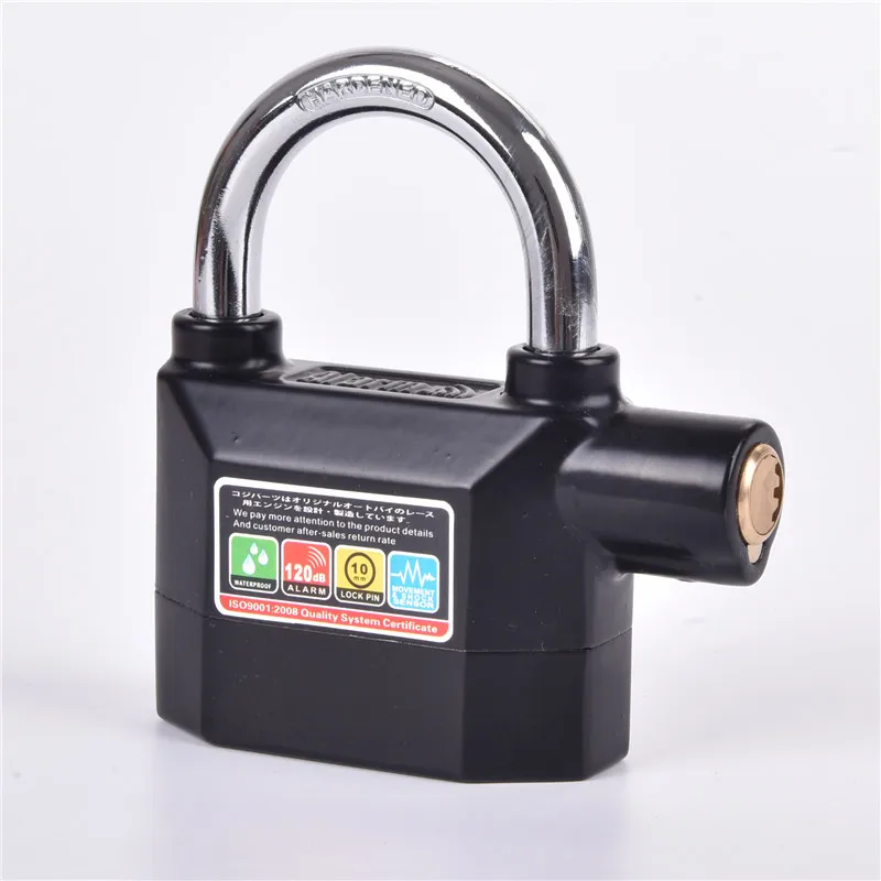 Falante waterproof Alarm door padlock 110db Siren Alarm Lock Universal Anti-Theft Padlock for Bicycle Motorcycle Door Gate