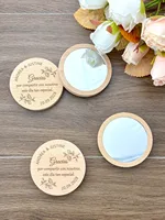 Wedding Souvenirs Party Favors Personalized Wooden Pocket Mirrors Wedding Gifts for Guests Customized Small Makeup Mirrors 3