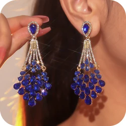 New Luxury Glazed Rhinestone Dangle Earrings for Women Girls Exaggerated Colorful Alloy Crystal With Diamonds Earrings for women