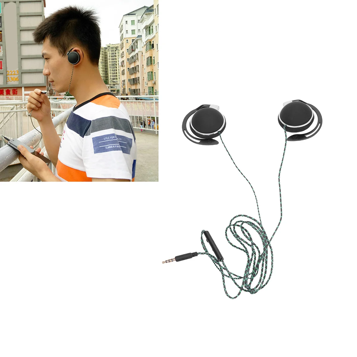 

Sports Headset Lightweight Sweatproof Noise Reduction Earphone For Running Gym Workout -Aural Type Black